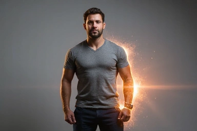 Man with a shield, symbolizing immune support